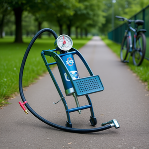 Pompe à vélo monocylindre 5 bars, pompe à air à pied avec manomètre - Product Image 3