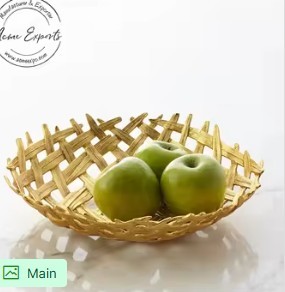 "Stylish <b>Bamboo</b> Design Serving <b>Bowl</b> with Gold and Black Finish Elegant for Dining or Decorative Home Use" - Product Image 5