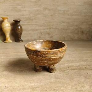 Stonekocc Natural Marble <b>Stone</b> Fruit Plate Hotel Living Room Decoration <b>Ornaments</b> Dining Table Soft Decoration Three Legged Bowl - Product Image 2