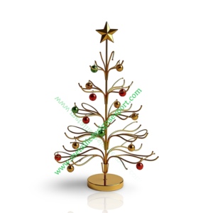 Métal doré Éclairage LED Arbre de Noël Étoile Top Boules colorées Pièce maîtresse élégante Décorations de fête de vacances artificielles - Product Image 2
