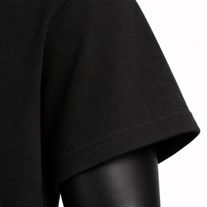 T-shirt décontracté noir pour homme, col rond, manches courtes, uni, 100 % coton respirant, coupe ample, couleur unie - Product Image 5