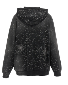 Sweat à capuche zippé de luxe en molleton coton/polyester, délavé à l'acide, avec impression numérique hivernale, strass brodés, logo personnalisé, écologique - Product Image 2