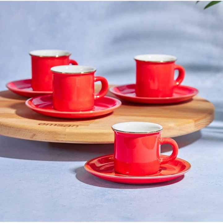 Emsan Kısmet Red 6 Person Coffee Cup Set 90 ml