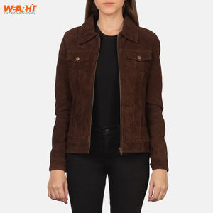 Premium femmes véritable daim Bomber veste décontracté hiver vêtements d'extérieur Smart Street Style chaud Slim Fit doux toucher solide uni teint - Product Image 3