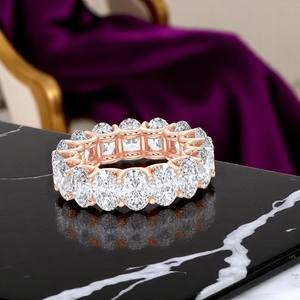 Bague de déclaration pour femme en or massif et argent sterling, diamant ovale de 10,00 carats cultivé en laboratoire, plaqué or - Product Image 3