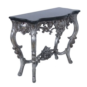 Table de console en bois peinte argent et noir, style antique, sculptée à la main, table d'entrée classique pour hôtel - Product Image 6