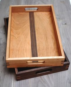 Plateau de service et plateau de présentation de qualité durable, en bois naturel, élégant, moderne, luxueux, à double poignée, écologique, de qualité commerciale - Product Image 6