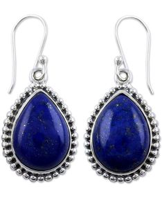 Boucles d'oreilles élégantes en pierre Lapis Lazuli naturelle en argent Sterling 925 pour femmes/boucles d'oreilles en Lapis Lazuli/boucles d'oreilles originales en Lapis Lazuli - Product Image 1