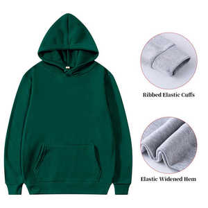 เสื้อฮู้ดผ้าคอตตอนโอเวอร์ไซส์เข้ารูปสำหรับผู้ชายทรงสลิมฟิตคอตตอน100% สไตล์สตรีทแวร์ปกมีฮู้ดสีพื้น - Product Image 5