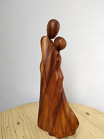 Figurine de couple romantique en bois poli, artisanale, écologique, durable, style Art déco, pour la Saint-Valentin