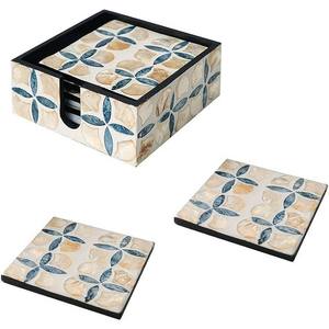 Posavasos cuadrados de madreperla con soporte, posavasos para servir con incrustaciones de hueso, posavasos hecho a mano con incrustaciones de madreperla - Product Image 5