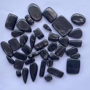 Gema de cabujón suelta de tamaño libre, 10mm, 20mm, 30mm, Natural, gris, negro, Hypersthene, suave, fabricación al por mayor, proveedor de espalda plana - Product Image 3