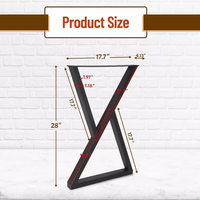 Ensemble de 2 pieds de table en métal de style industriel personnalisables, simples, en forme de X, pour meubles en kit