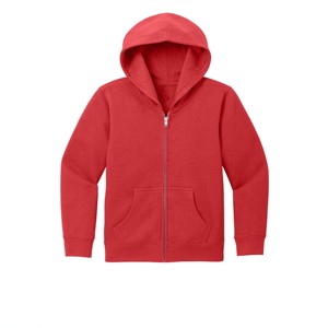 Sweat à capuche rouge en polaire à fermeture éclair pour enfants-Veste à capuche douce et confortable avec poches, idéale pour la superposition en automne et en hiver - Product Image 1