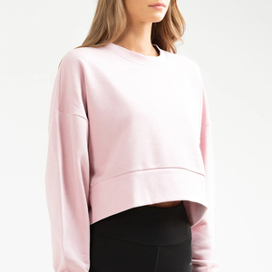 Sweat-shirts en molleton à manches longues surdimensionnés pour femmes, 100% coton, écologiques, logo personnalisable sur le devant, haute qualité, séchage rapide - Product Image 4