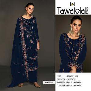 El terciopelo más vendido Salwar Kameez & Chinon Dupatta con bordado pesado y sensación suave Ideal para mujer Ropa cultural y de Festival - Product Image 5