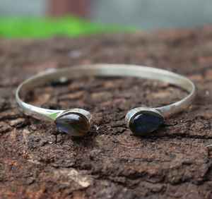 925 argent Sterling naturel excellente qualité Labradorite pierre précieuse à la main concepteur réglable bracelet pour les femmes personnalisé - Product Image 4