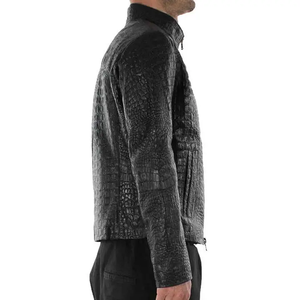 Vente chaude nouvelle mode hommes veste coupe-vent veste en cuir plaqué crocodile - Product Image 4