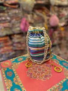 Attractive Designer Ethnic Premium Traditional Look Handmade Potli Bag Embroidered <b>Handbag</b> <b>for</b> Women's <b>Wedding</b> Favor - Product Image 4