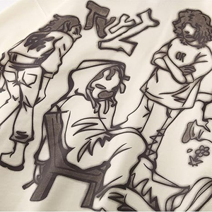 เสื้อฮู้ดการ์ตูนโอเวอร์ไซส์ลายกราฟิกบุรุษเสื้อสเวตเชิ้ตมีฮู้ดพิมพ์ลายกราฟฟิตีแนวสตรีทฮิปฮอปสำหรับผู้ชาย - Product Image 3