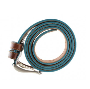 Cintura in vera pelle marrone fatta a mano italiana bordo azzurro lunghezza personalizzata 6 pz Per scatola fibbia da uomo di alta moda in lega - Product Image 6