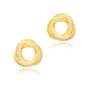 Boucles d'oreilles texturées de forme ronde, Design minimaliste, bijoux artisanaux turcs en argent Sterling 925, vente en gros - Product Image 3