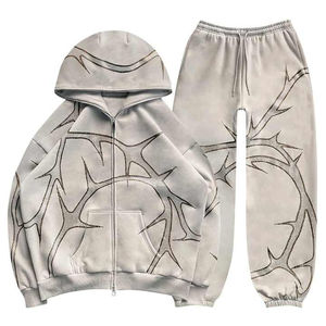 Survêtements streetwear vintage pour hommes, coupe ample et oversize, en tissu épais uni, avec logo personnalisé - Product Image 6