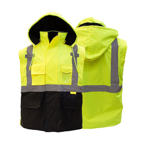 Vestes haute visibilité couleur noire et jaune imperméable forte demande pour les travailleurs de la construction Support de logo personnalisable - Product Image 3