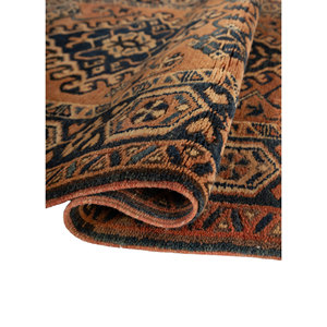 Alfombras de Lana Anudadas a Mano con Diseño Geométrico Nuray, Rectangulares de 9x12, con Patrón Abstracto para Sala de Estar o Dormitorio, Naranja y Rojo - Product Image 2