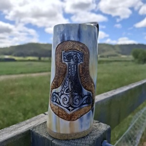 Taza de cuerno para beber vikingo Natural con grabado personalizado, jarra para MANGO de cerveza de hidromiel, taza de cuerno de búfalo más vendida - Product Image 6
