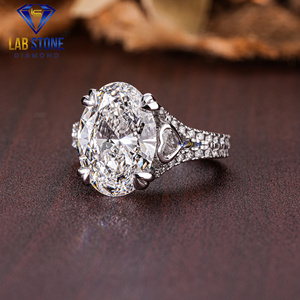 Lab-Stone Party Wear Bague en diamant 10.872 TDW Diamant taille ovale et ronde Or blanc 18kt Couleur EF-VS - Product Image 2