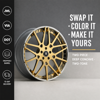 Jantes forgées en 2 parties à 10 rayons dorées 18 19 20 21 pouces 5x112 6061-T6 pour Porsche 911, alliage concave personnalisé, directement de l'usine