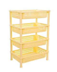 High Quality 3-Set Foldable Eco-Friendly Plastic Three-Layer Adjustable Round Storage <b>Trolley</b> for Easy <b>Mobility</b> and Spice Rack - Product Image 1