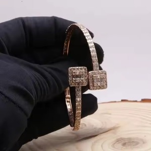 Baguette & RoundCut Bracelet Bracelet Glacé Bling Diamant 925 Argent Plaqué Hip Hop Bracelet pour Hommes Femmes Bijoux - Product Image 4