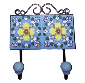 EPIC Bravo แบบชนบทตะขอแขวนเสื้อโค้ทเซรามิคสีฟ้า - Product Image 1