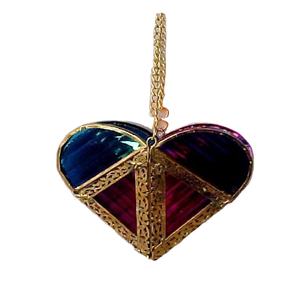 Photophore décoratif en forme de cœur en laiton et verre Photophore à suspendre avec verre pour table - Product Image 1