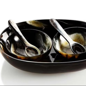 COMIDA AGUA CUENCO DE CUERNO DE BÚFALO PARA SERVIR COMIDA CUENCO DE cuerno decorativo ÚNICO para centros de mesa Cuenco de cuerno sostenible - Product Image 1
