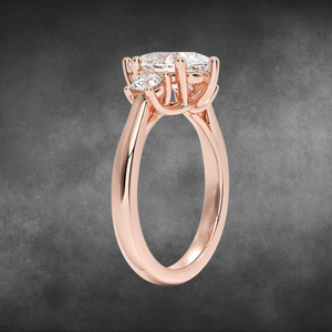 Anillo de compromiso de oro con tres diamantes cultivados en laboratorio, corte pera, para mujer, certificado IGI, joyería fina, diseño nupcial elegante. - Product Image 4