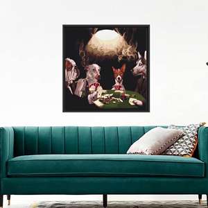 Impression sur toile d'art moderne pour chiens : œuvre d'art élégante pour la décoration de la maison, encadrée en noir. - Product Image 1