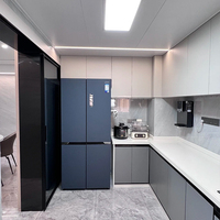 Vente en gros d'armoires de cuisine modulaires modernes en acier inoxydable ensemble complet de plan de travail antibactérien pour le salon de villa haut de gamme
