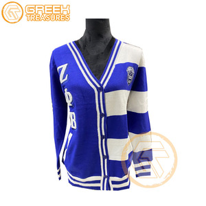 Zeta phi Beta คาร์ดิแกนปักลายอะคริลิคด้านหน้าสำหรับฤดูหนาวเสื้อสเวตเตอร์ถักแบบลำลองสำหรับผู้หญิงระบายอากาศได้ดีดีไซน์กรีก - Product Image 3