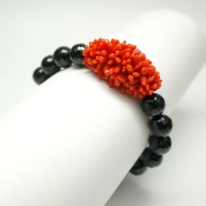 กำไลข้อมือเคลือบทัวร์มาลีนสีดำปะการังสีแดงธรรมชาติทันสมัยสำหรับครบรอบทุกเพศ - Product Image 3