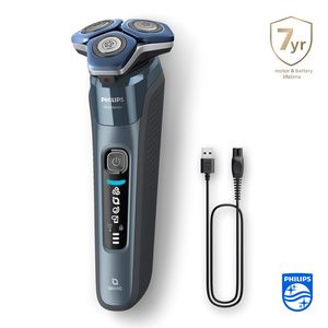 Rasoir électrique triple lame humide/sec avec tondeuse escamotable et étui de voyage, rasoir rotatif étanche IPX7, support de charge Clean Pod - Product Image 5