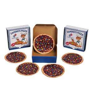 Stock Digital Printed Chocolate <b>Pizza</b> Shaped Mylar Bag 3.5g Matte Chocolate Flavored Unique Shape Packaging With <b>Box</b> - Product Image 1