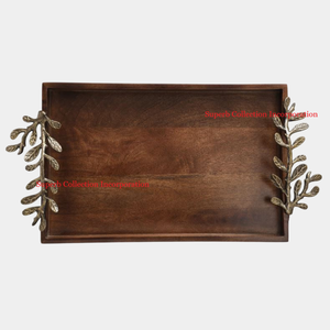 Orquídea blanca mango Hotel cocina adornos té café bandeja para servir nuevo diseño elegante bandeja de madera con para uso en fiesta de boda - Product Image 4