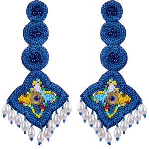 Boucles d'oreilles en perles faites à la main de qualité supérieure pour femmes, bijoux fantaisie, boucles d'oreilles pendantes disponibles en gros en provenance d'Inde - Product Image 1