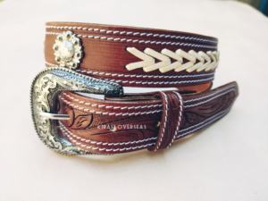 Ceinture en cuir de vache occidentale tressée à la main et sculptée en cuir pleine fleur dd, ceintures de styliste de meilleure qualité, ceintures de vache pour fille - Product Image 2