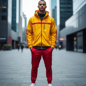 Street Style coupe-vent costumes hommes randonnée montagne survêtement hommes 100% Nylon coupe-vent deux pièces ensembles noir pluie costume - Product Image 1