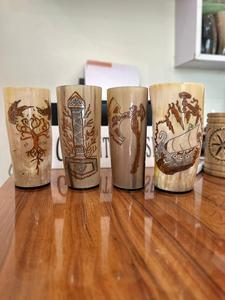 Verre à boire viking artisanal en corne de buffle sculptée, écologique, fait à la main, style nordique, couleur naturelle, 6 pouces, personnalisé - Product Image 4