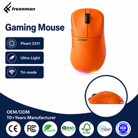 Mouse Gaming Nirkabel Tri-mode 2.4G BT yang Dapat Disesuaikan, DPI Tinggi 12000 PAW3311, Polling Rate 1000Hz, Ringan, dan Dapat Diprogram